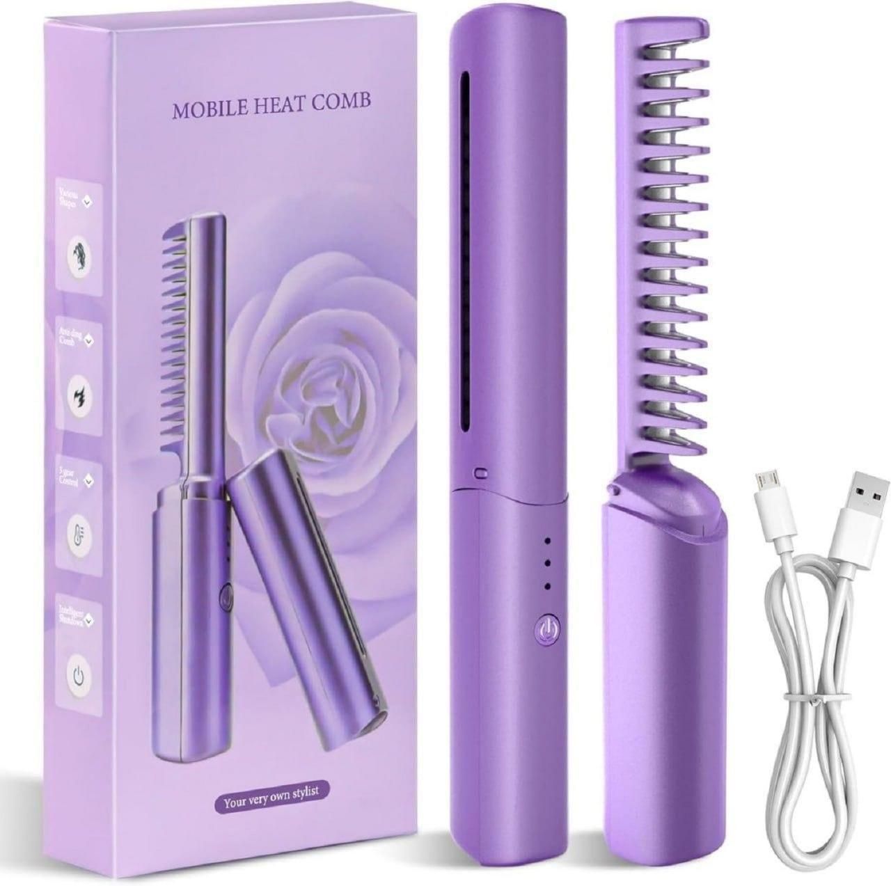 Meneflix™ Portable Mini Hair Straightener – Cordless & Rechargeable Hot Comb