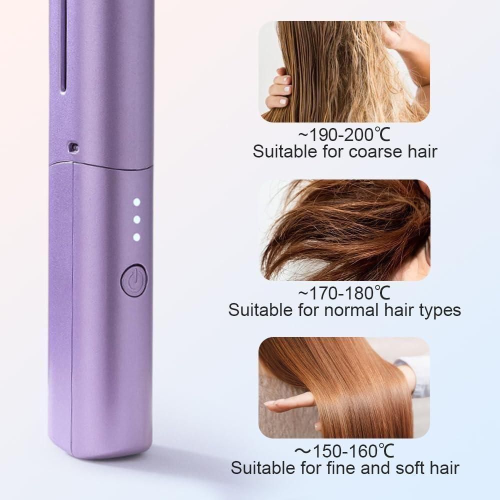 Meneflix™ Portable Mini Hair Straightener – Cordless & Rechargeable Hot Comb